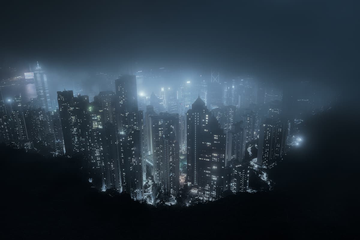 HK look from Victoria Peak in the Fog